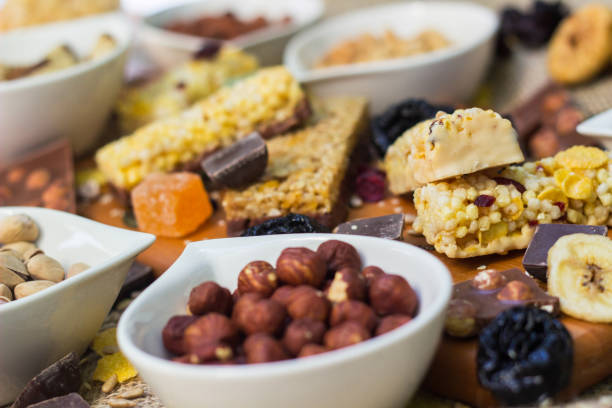 Granola bars with healthy nuts and dried fruits